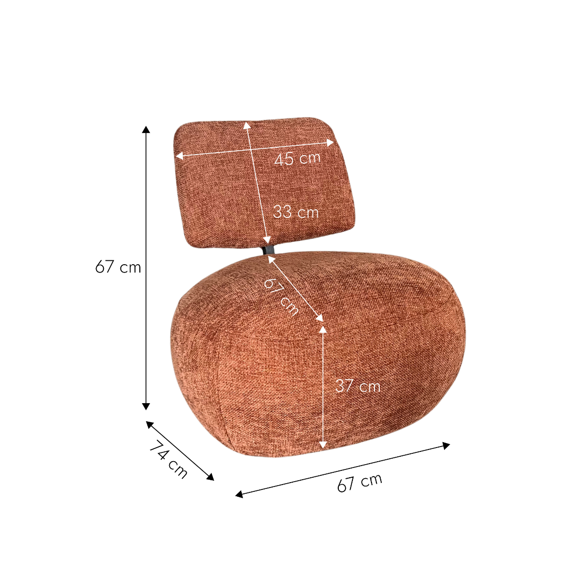 Fauteuil en tissu avec dossier terracotta Teresia