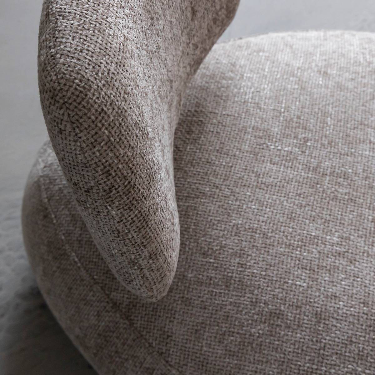 Fauteuil en tissu avec dossier beige chiné Teresia