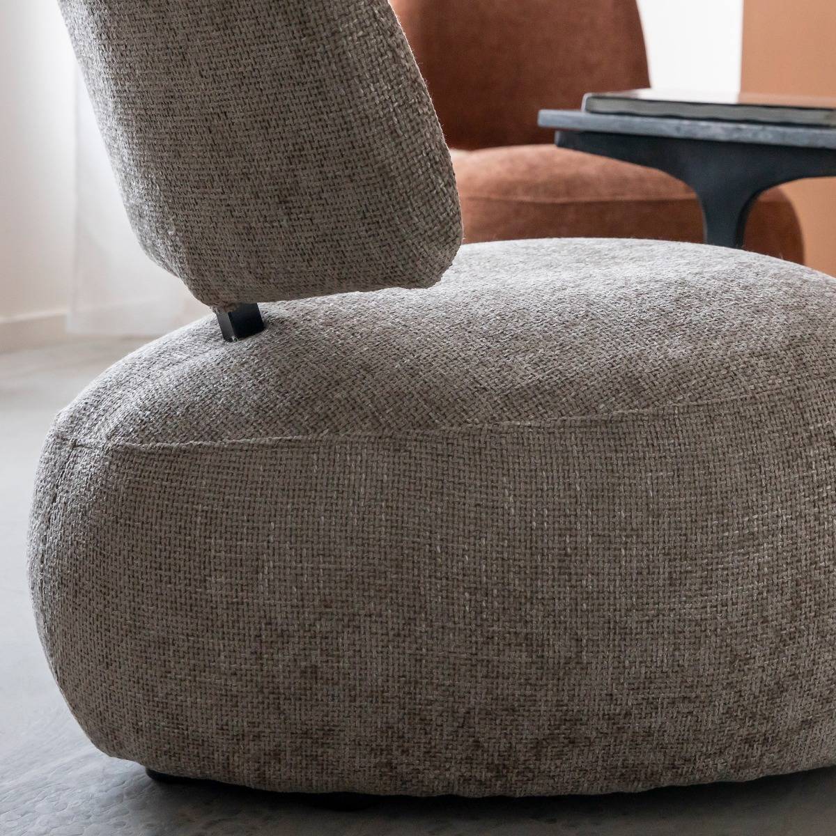 Fauteuil en tissu avec dossier beige chiné Teresia