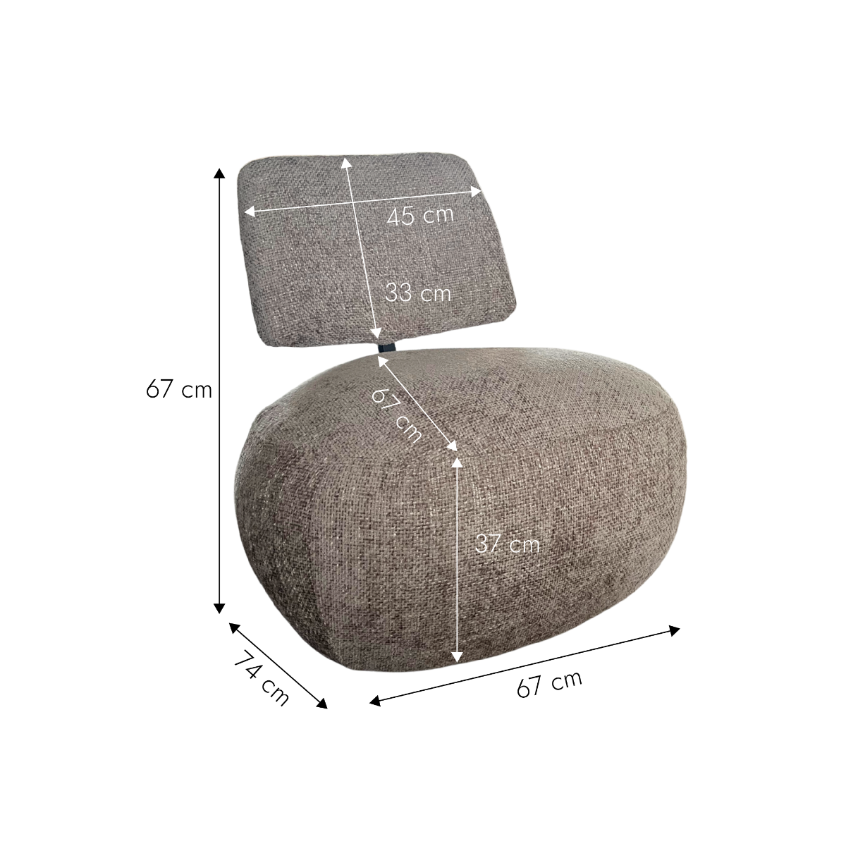 Fauteuil en tissu avec dossier beige chiné Teresia