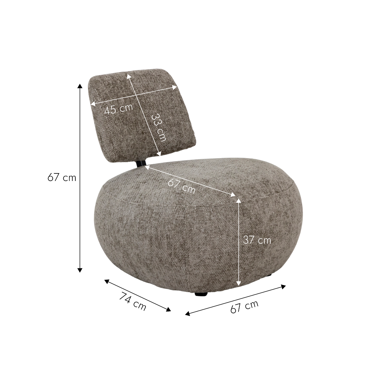 Fauteuil en tissu avec dossier beige chiné Teresia