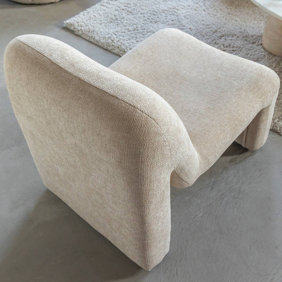 Fauteuil en tissu écru Ludovic