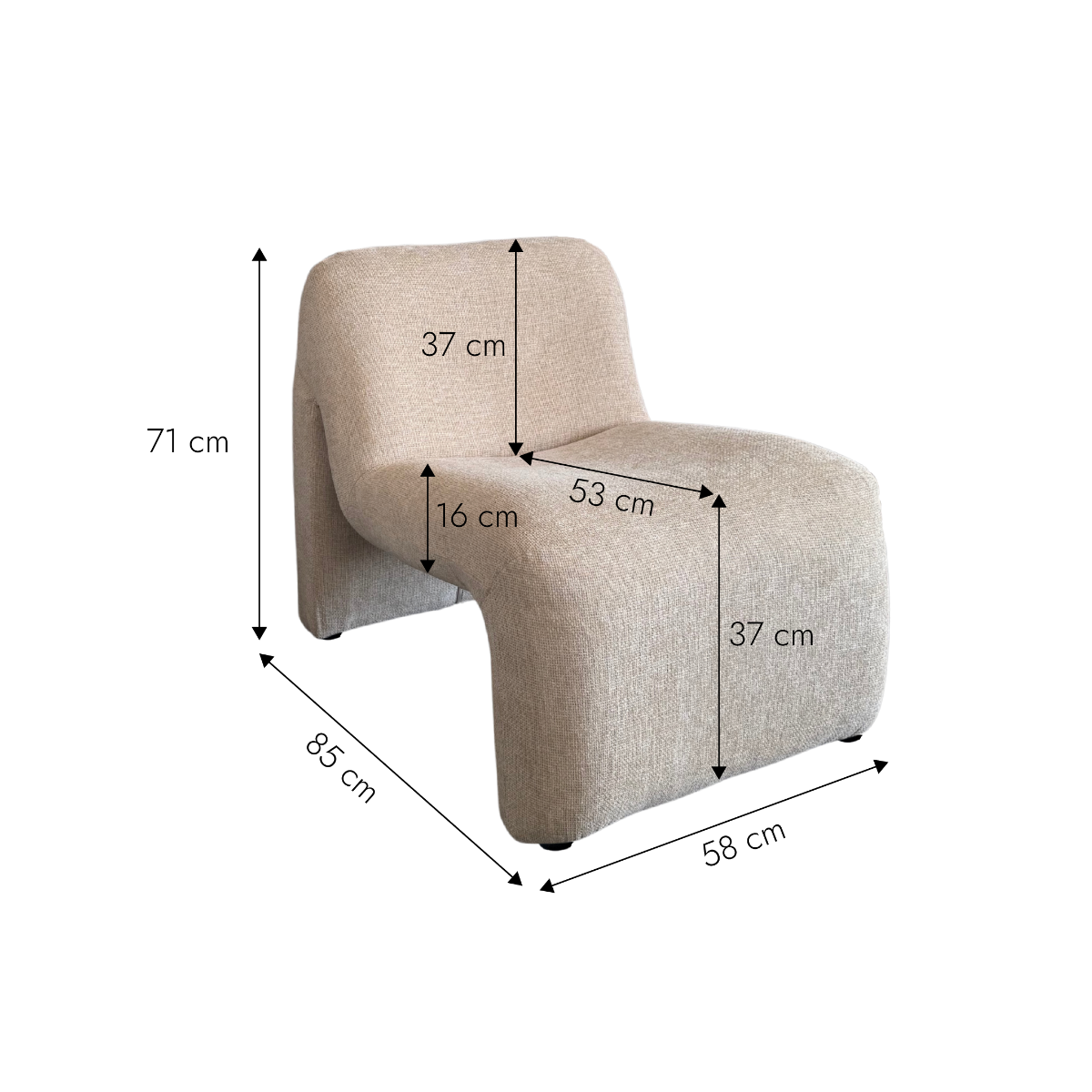 Fauteuil en tissu écru Ludovic