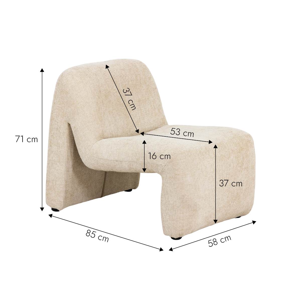 Fauteuil en tissu écru Ludovic