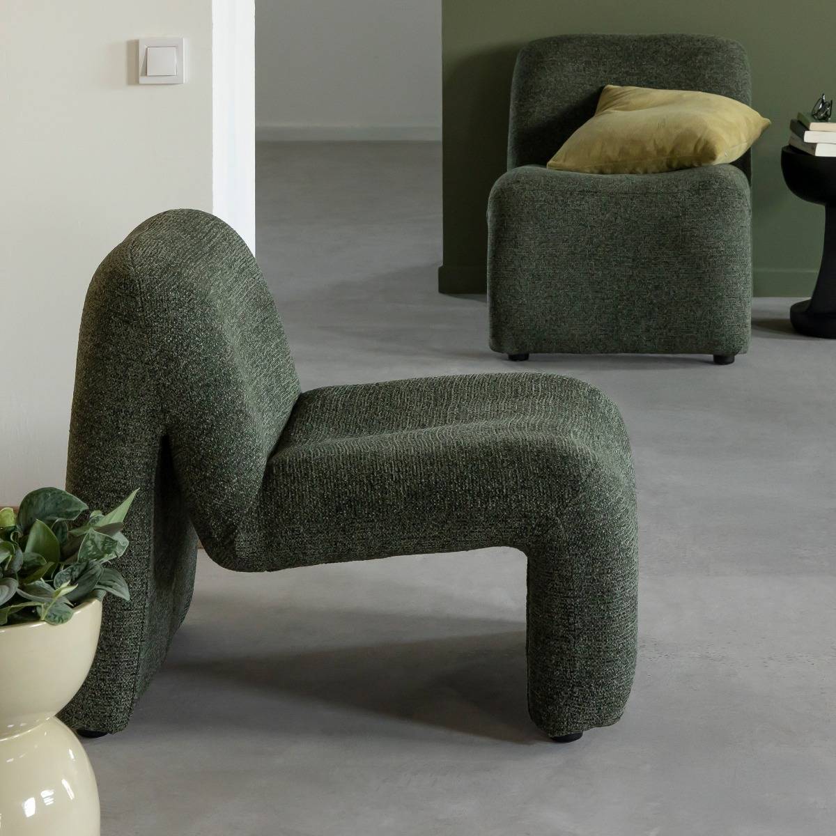 Fauteuil en tissu vert Ludovic