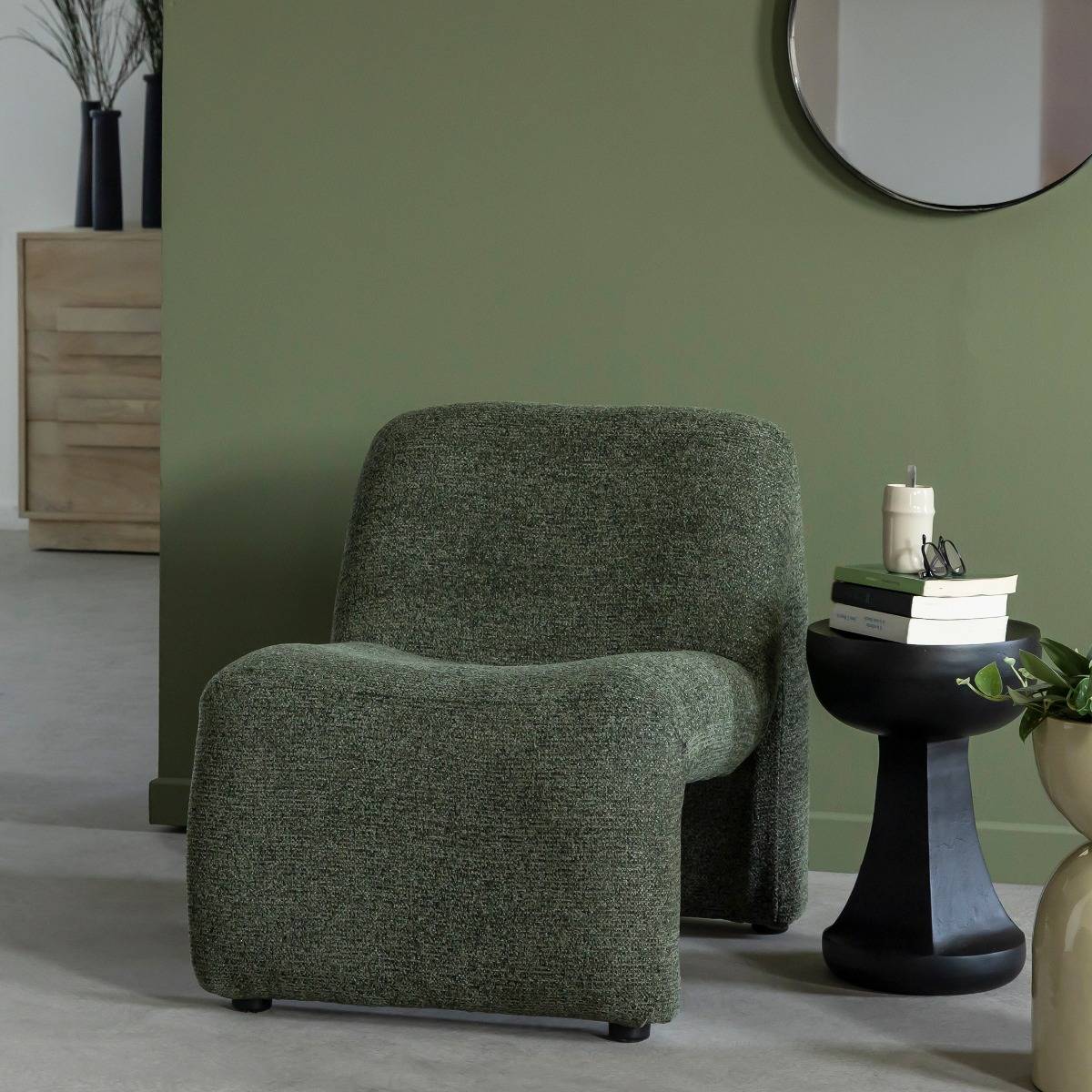 Fauteuil en tissu vert Ludovic