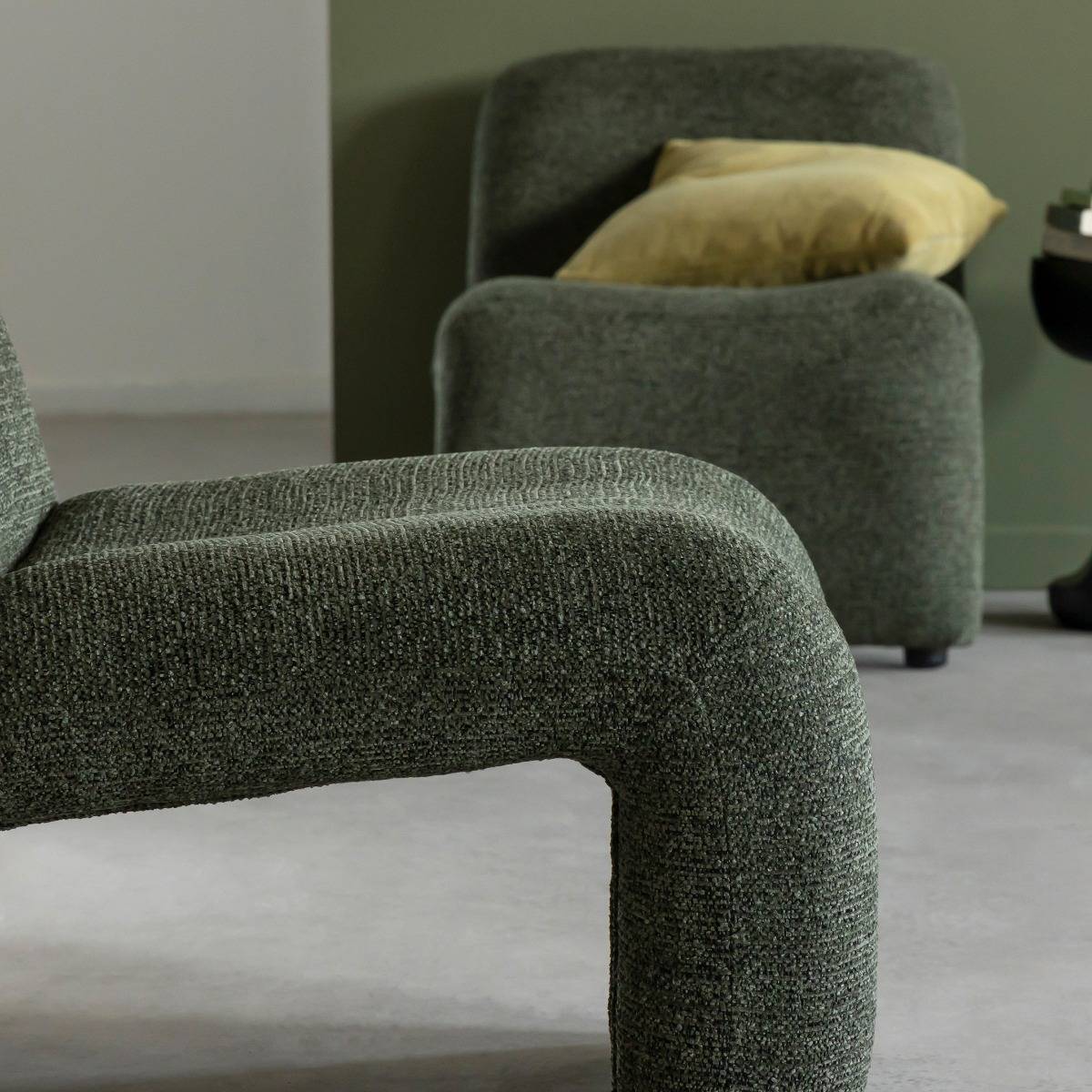 Fauteuil en tissu vert Ludovic