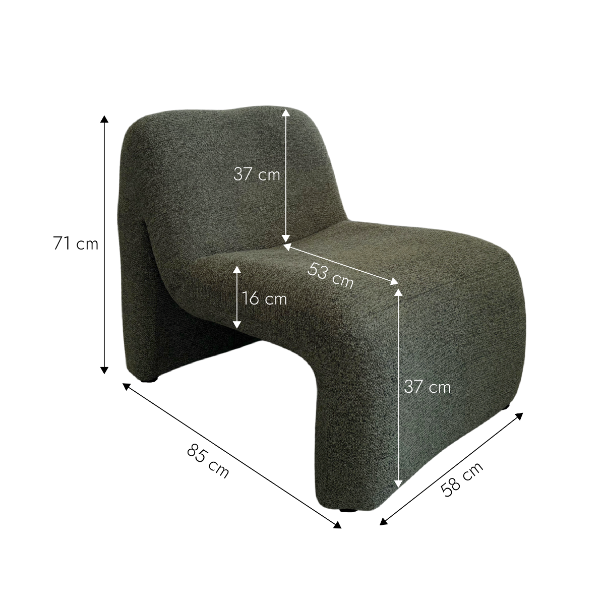 Fauteuil en tissu vert Ludovic