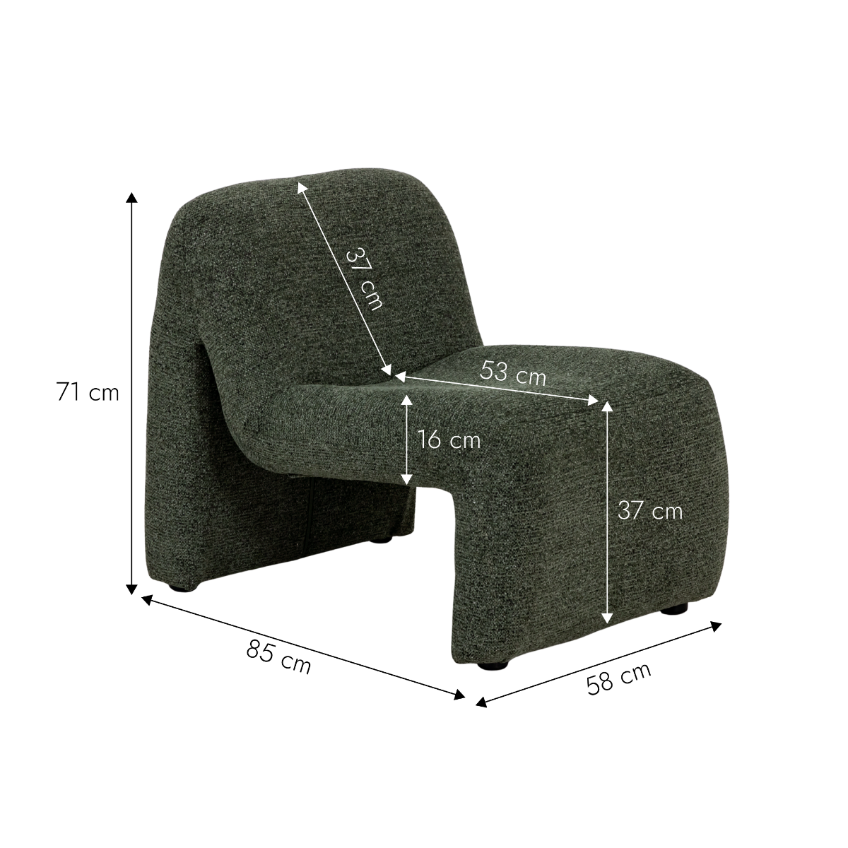 Fauteuil en tissu vert Ludovic