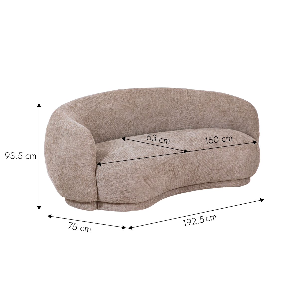 Canapé en tissu taupe chiné 3 places Maddy