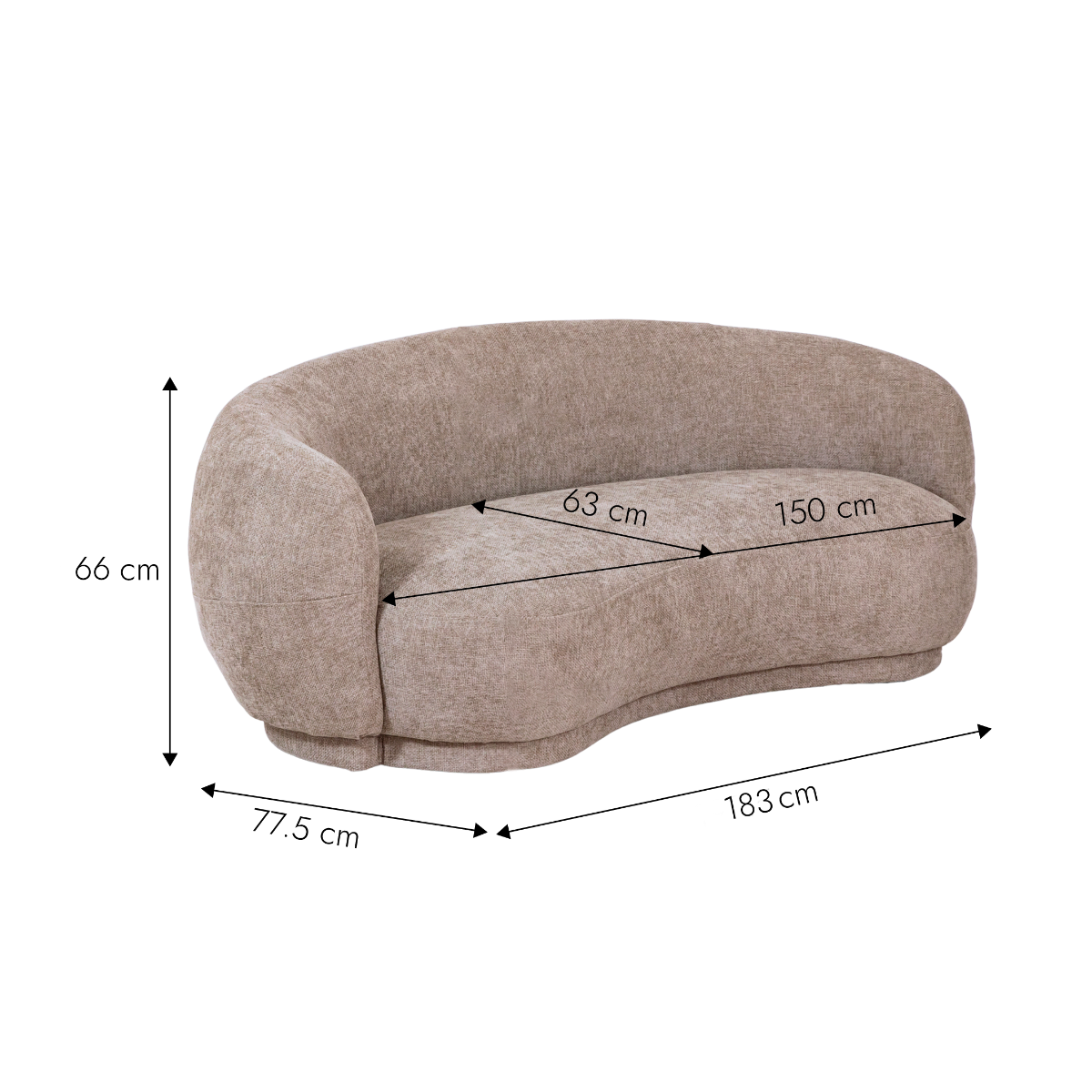 Canapé en tissu taupe chiné 3 places Maddy