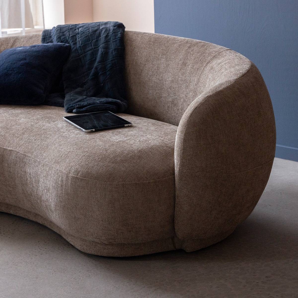 Canapé en tissu taupe chiné 3 places Maddy