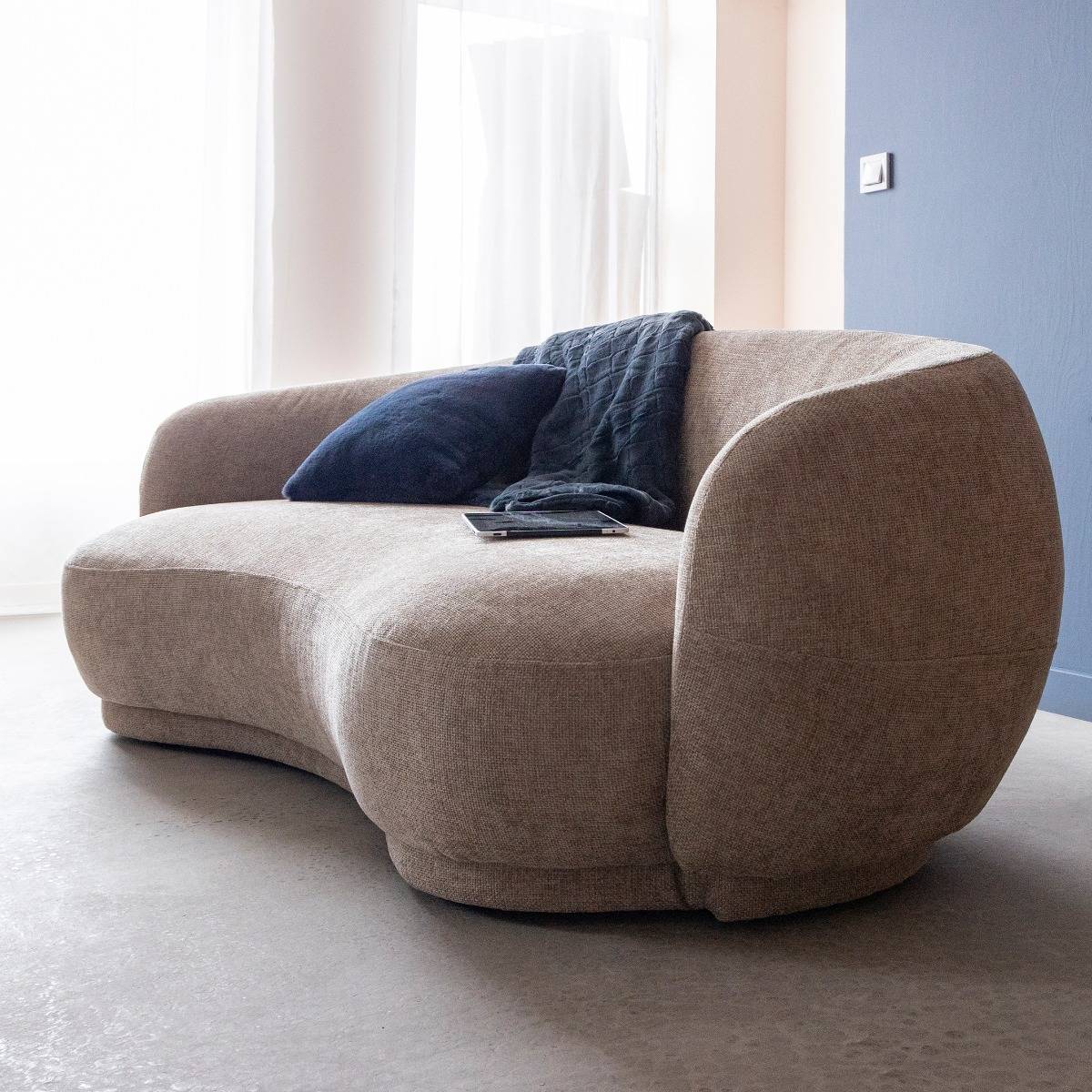 Canapé en tissu taupe chiné 3 places Maddy