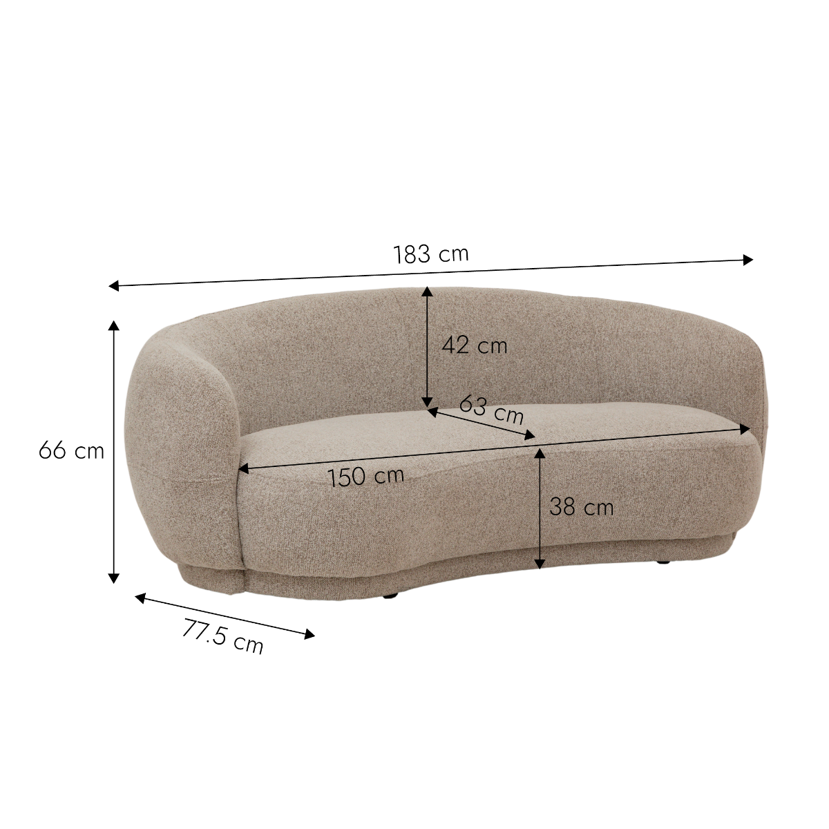 Canapé en tissu taupe chiné 3 places Maddy