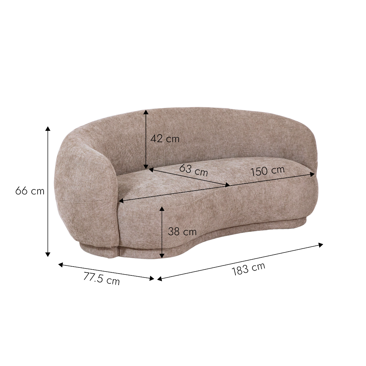 Canapé en tissu taupe chiné 3 places Maddy