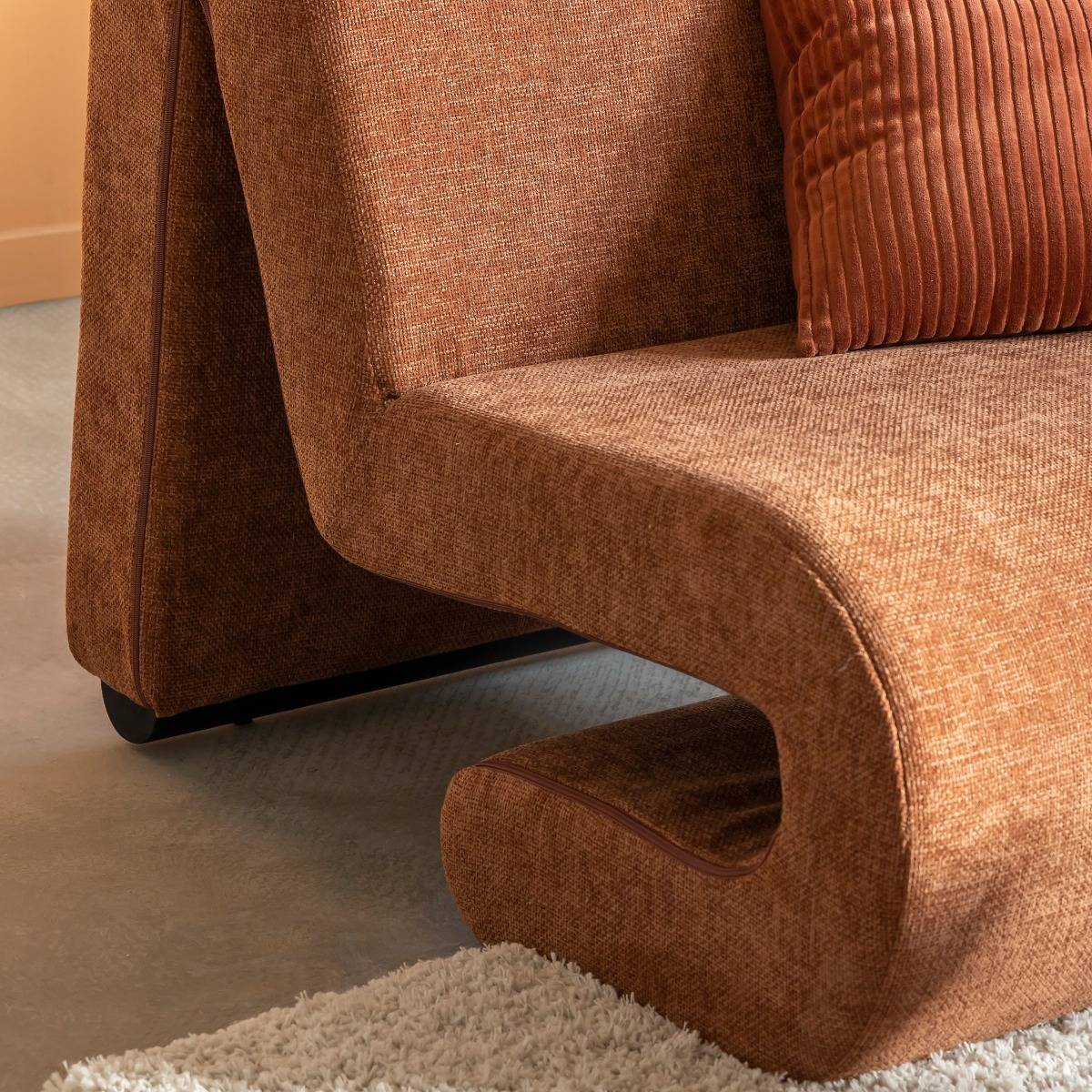 Fauteuil en tissu terracotta Ysera