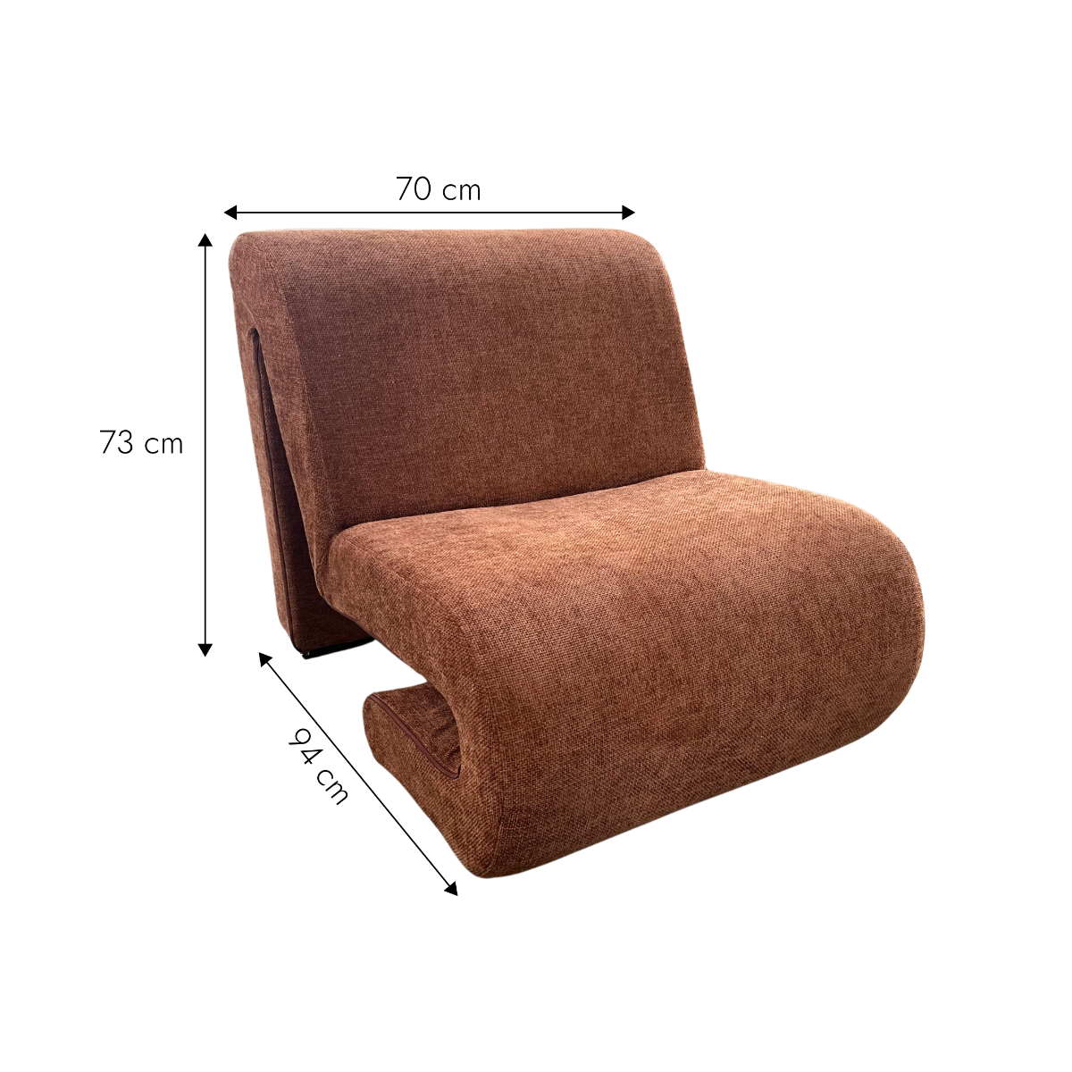 Fauteuil en tissu terracotta Ysera