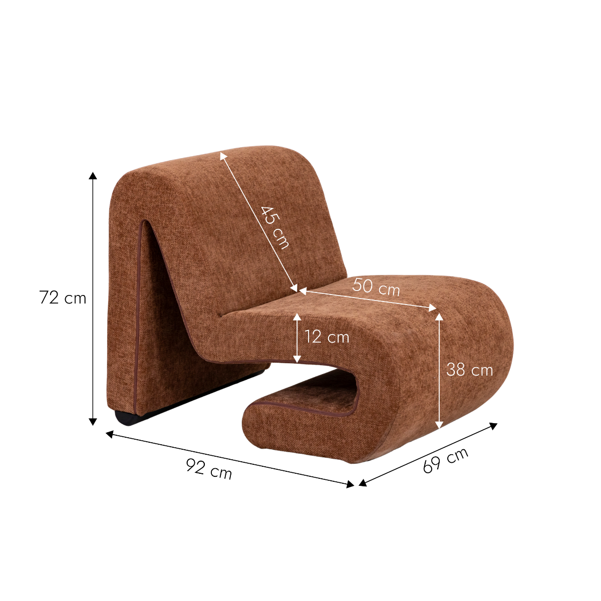 Fauteuil en tissu terracotta Ysera