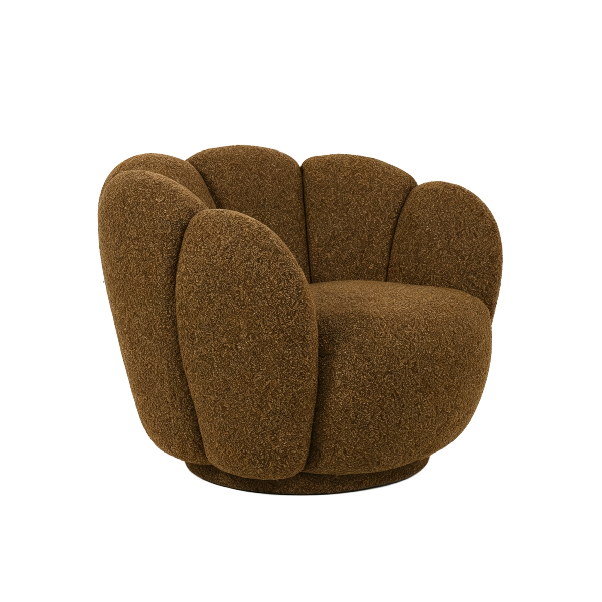 Fauteuil en tissu bouclette marron Margot