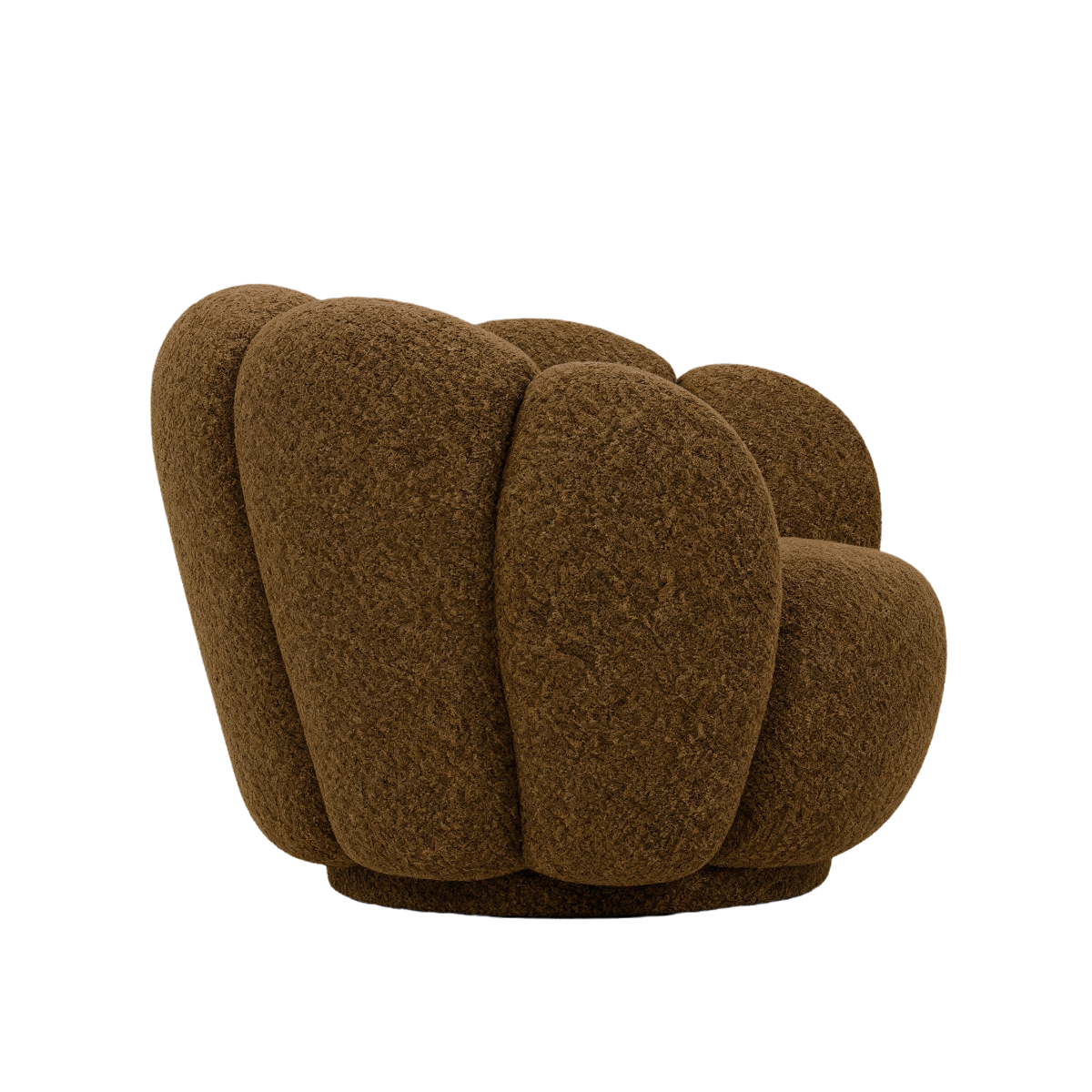 Fauteuil en tissu bouclette marron Margot