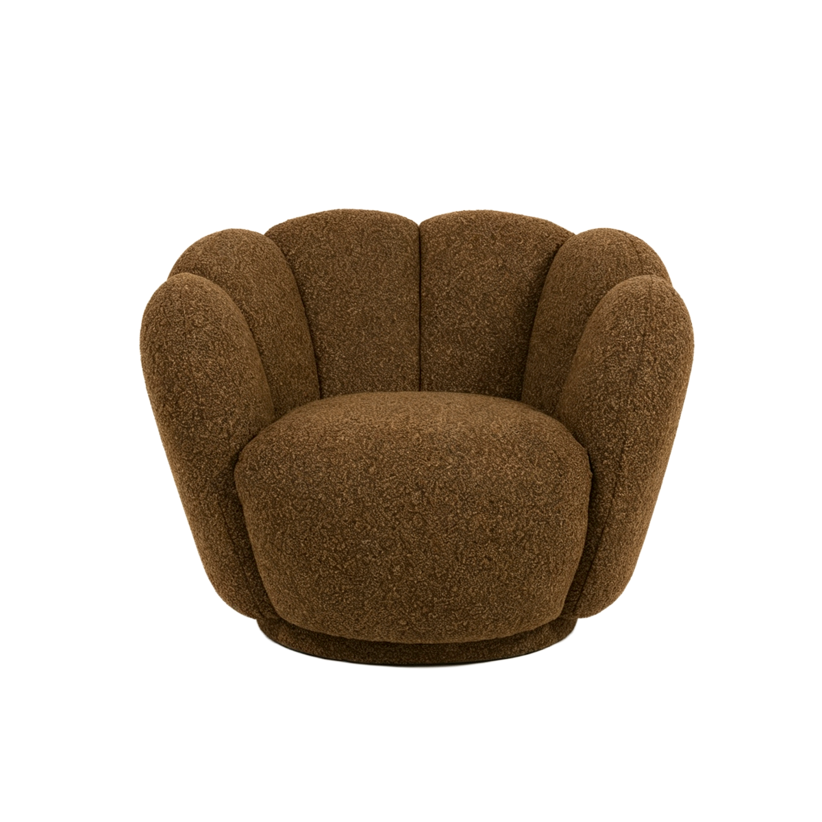 Fauteuil en tissu bouclette marron Margot
