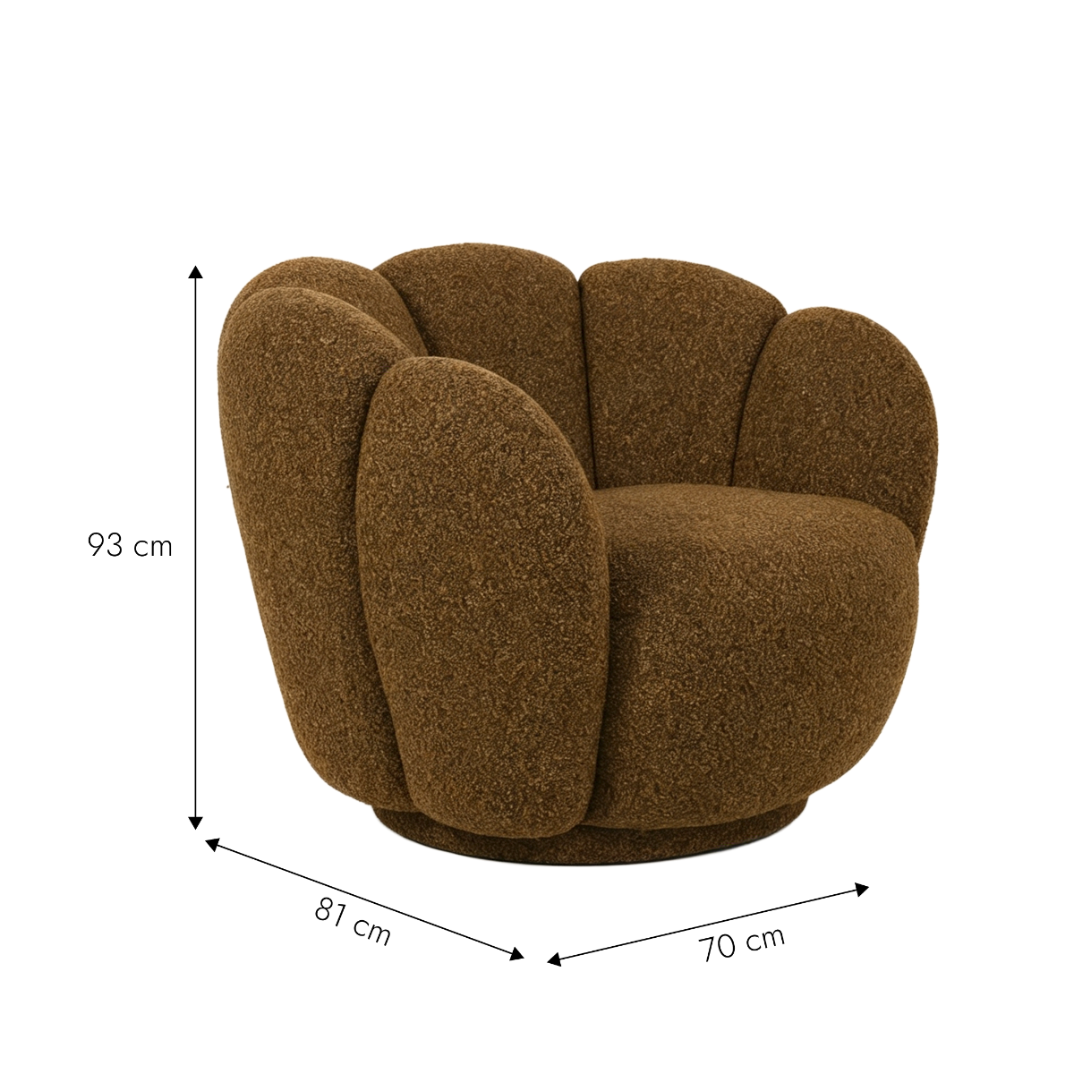 Fauteuil en tissu bouclette marron Margot