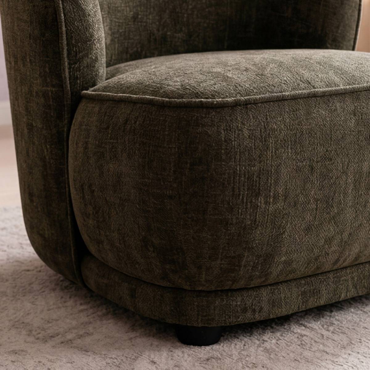 Fauteuil en tissu marron chocolat Travis