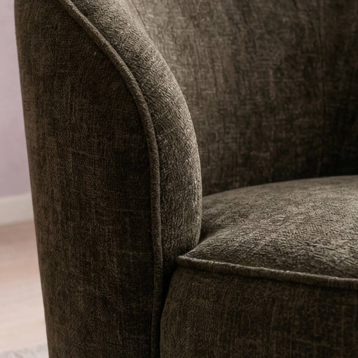 Fauteuil en tissu marron chocolat Travis
