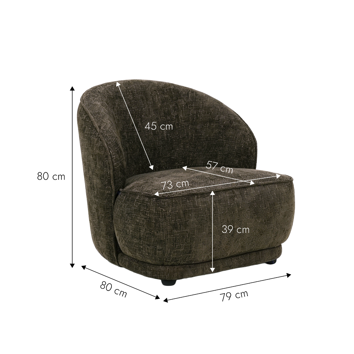 Fauteuil en tissu marron chocolat Travis