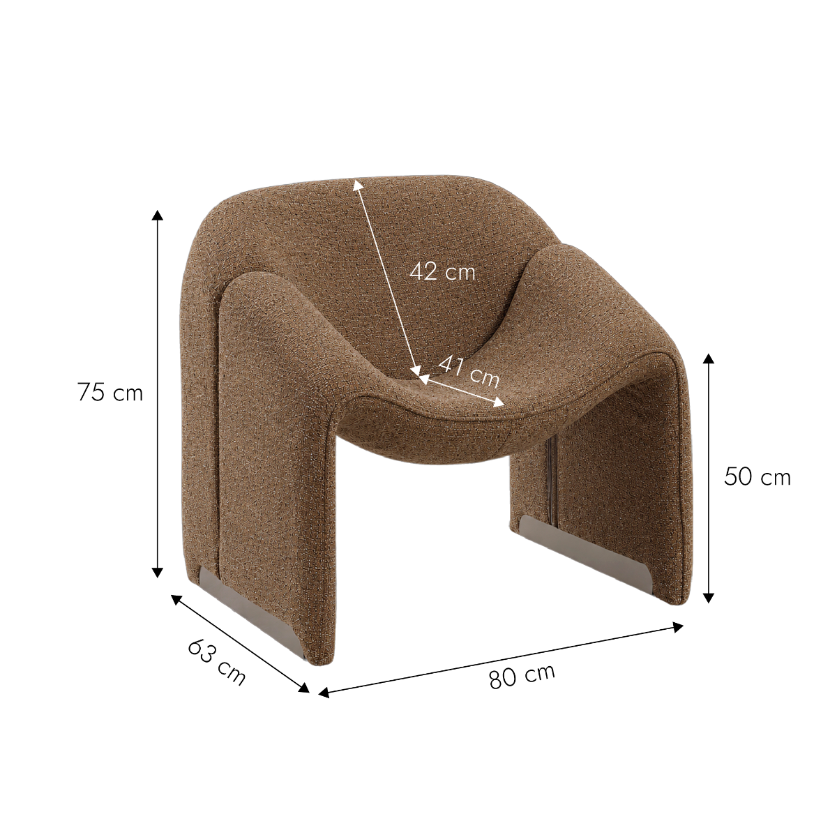 Fauteuil confort en tissu marron Théa