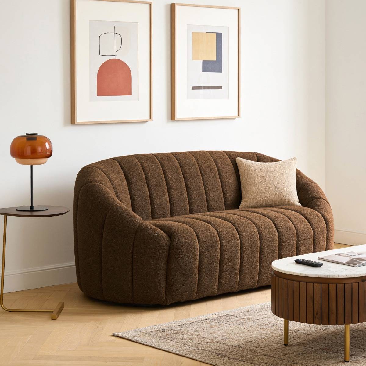 Canapé en tissu marron 2 places Axel