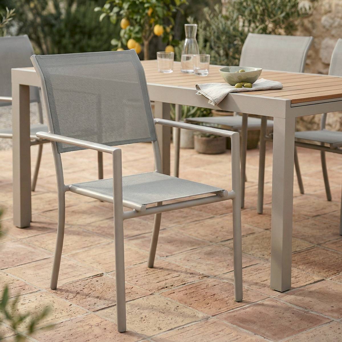 Chaise de jardin taupe Ilona (lot de 2)