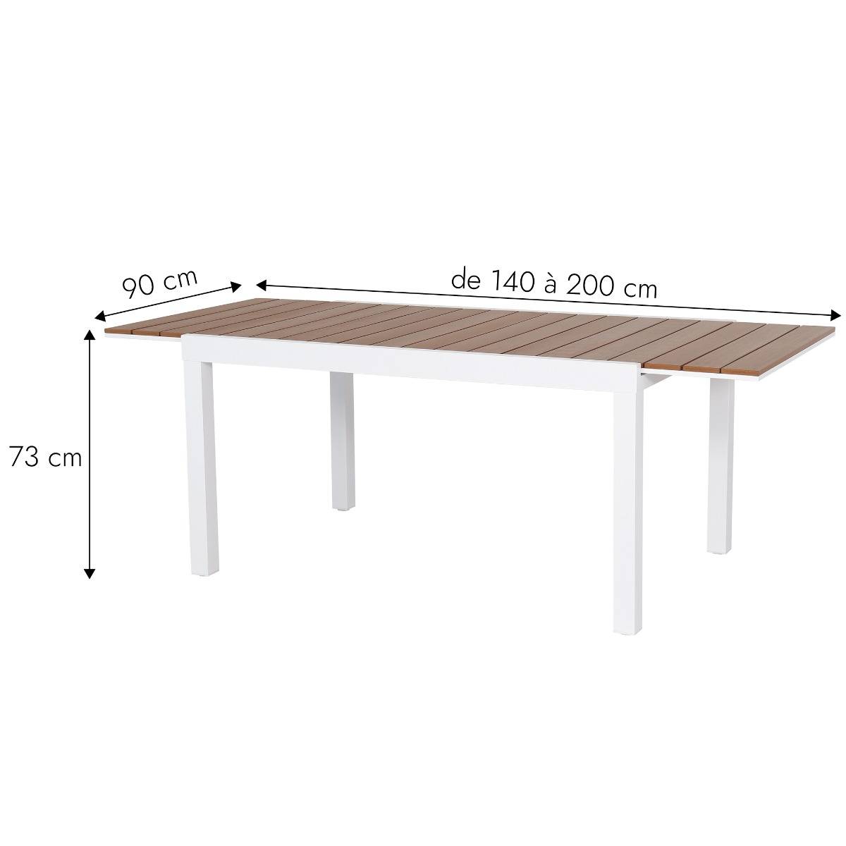Table de jardin blanche en aluminium Ayden