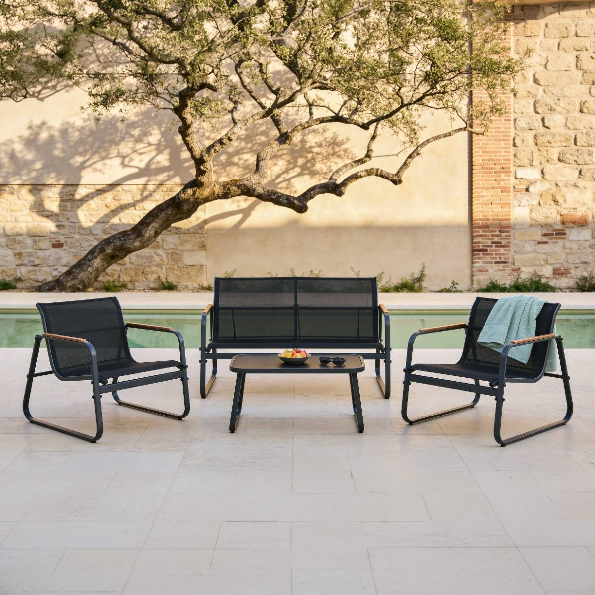 Petit salon de jardin gris Zohra