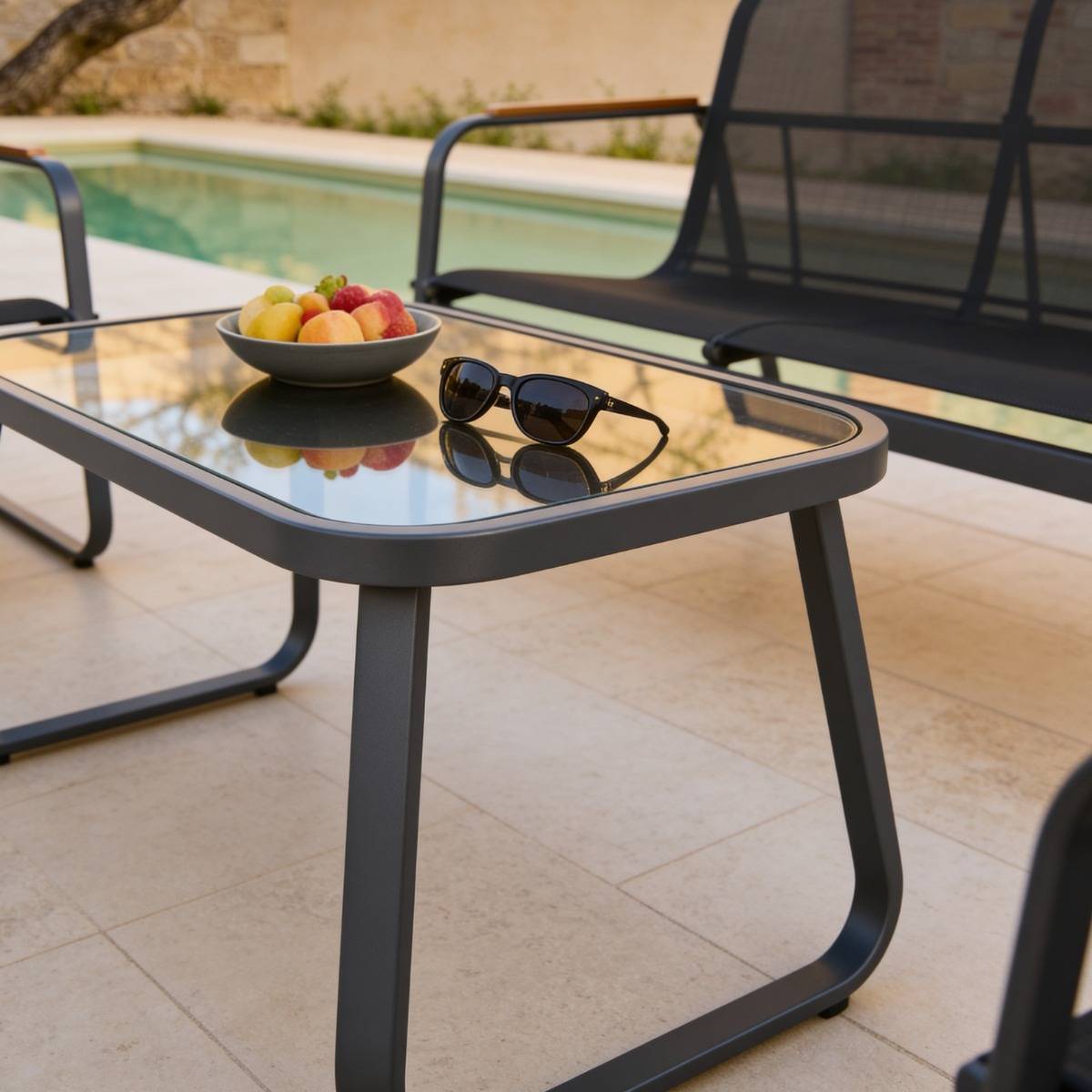 Petit salon de jardin gris Zohra