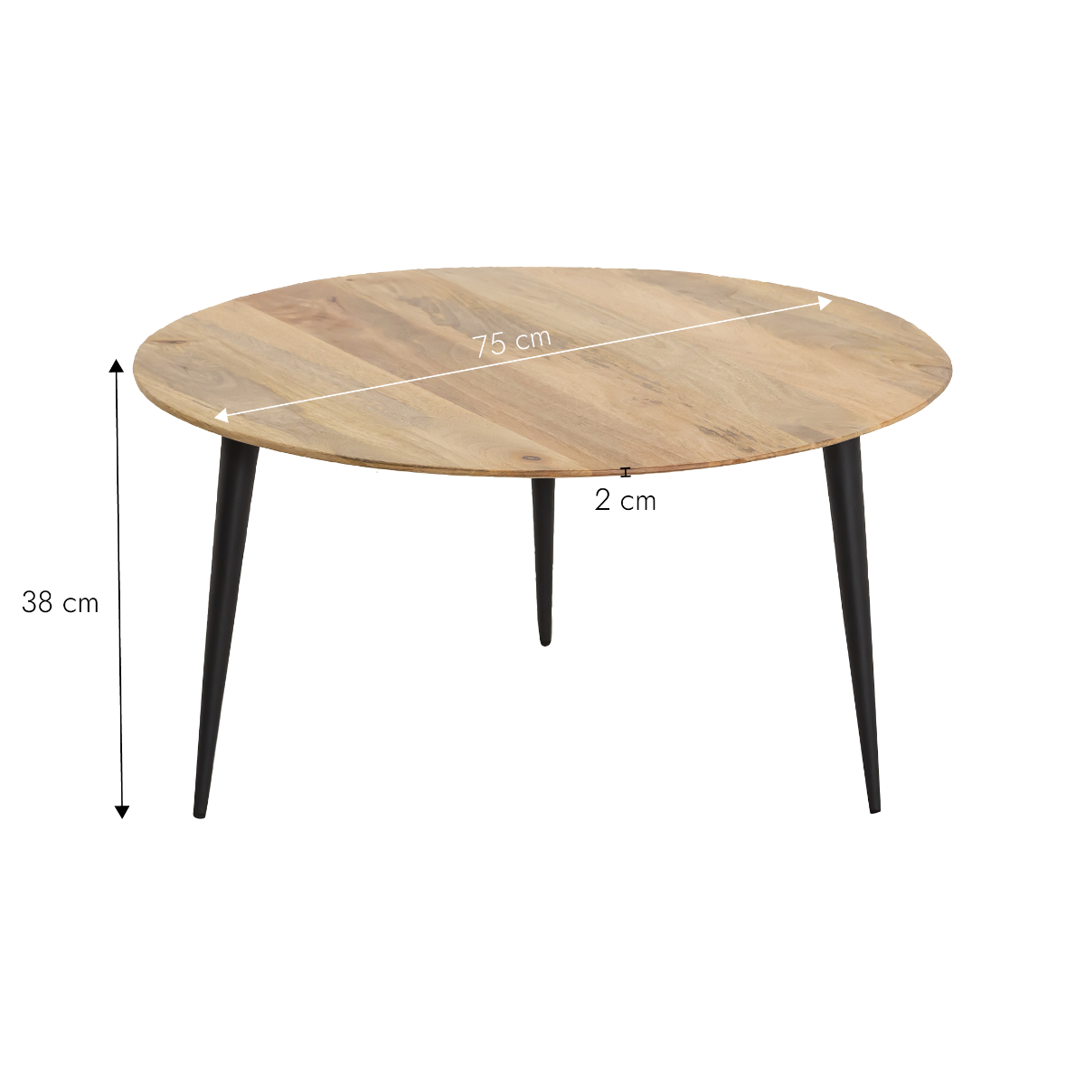 Table basse ronde en bois de manguier et métal Aimée