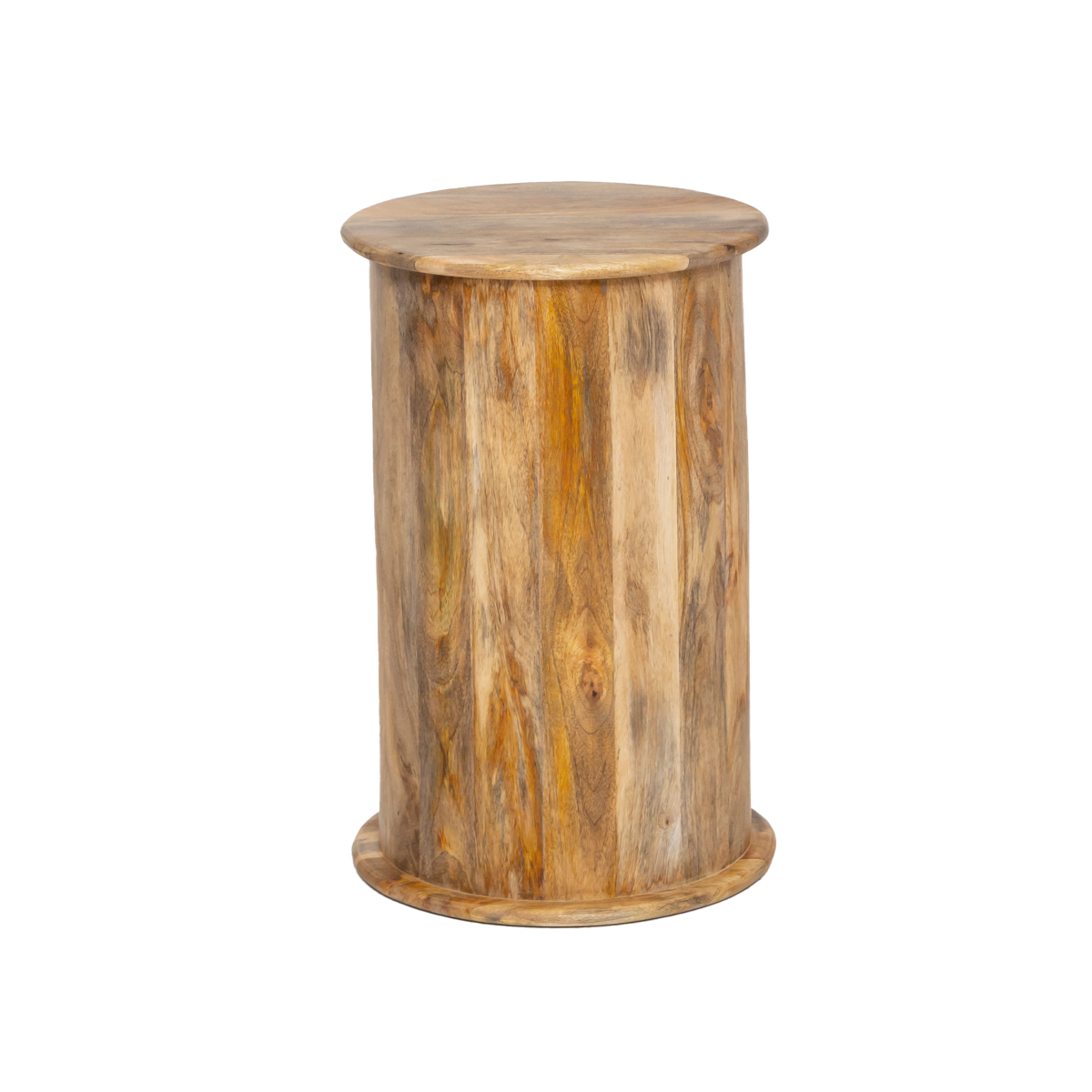 Table de chevet ronde en bois de manguier avec porte Maëva