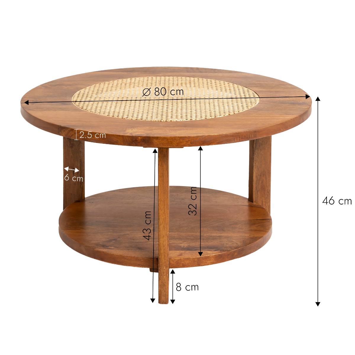 Table basse en bois de manguier et cannage Zuria