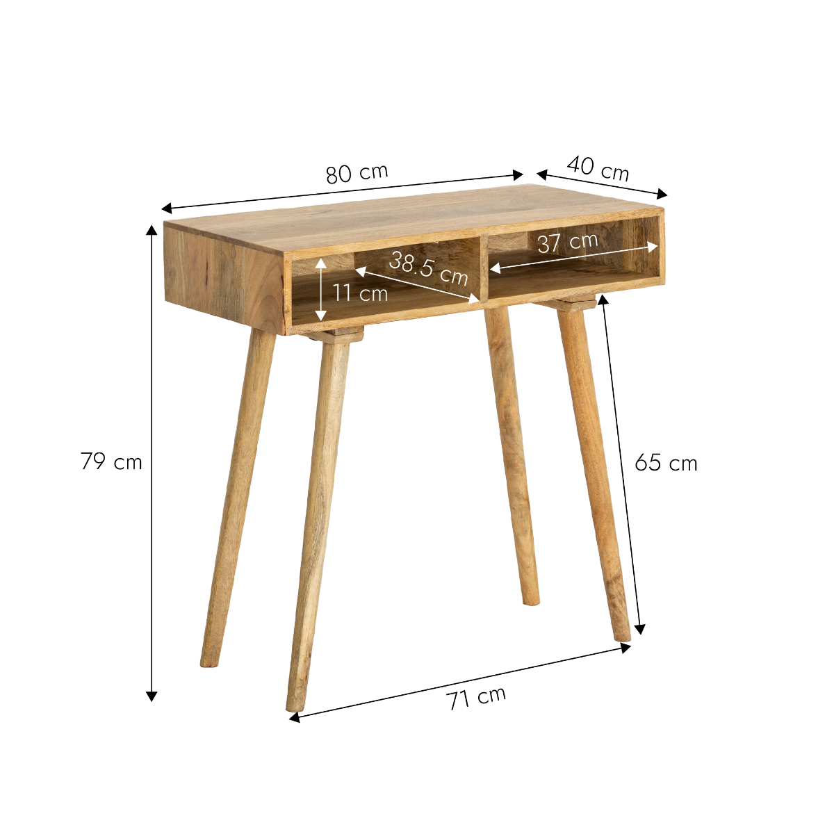 Console avec rangement en bois de manguier Maëva