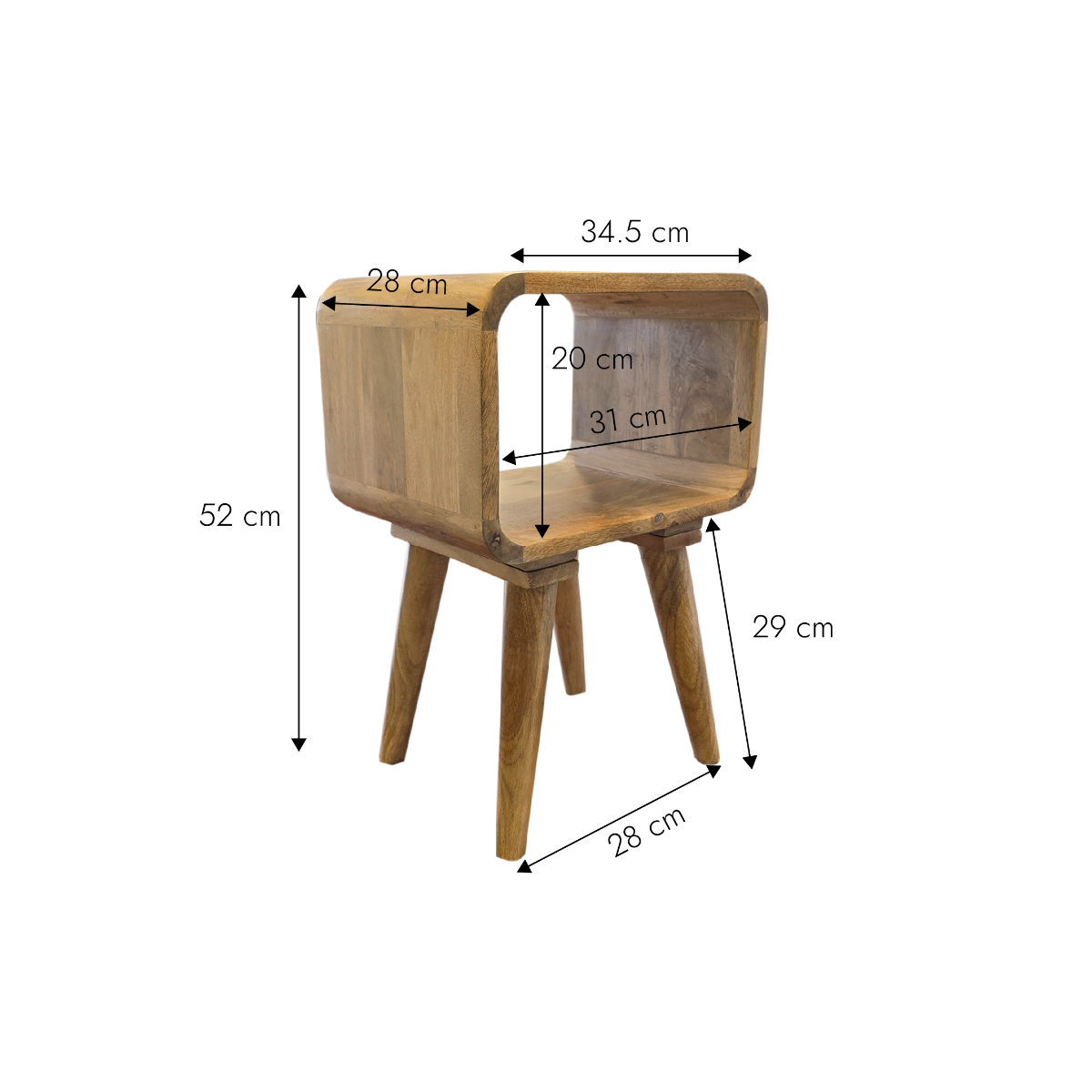Table de chevet avec niche en bois de manguier Maëva