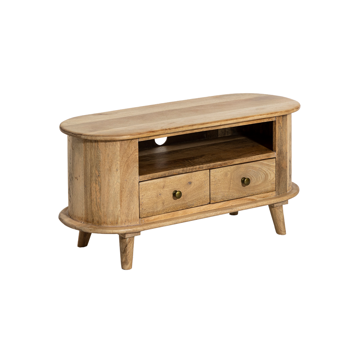 Petit meuble TV arrondi en bois de manguier Maëva
