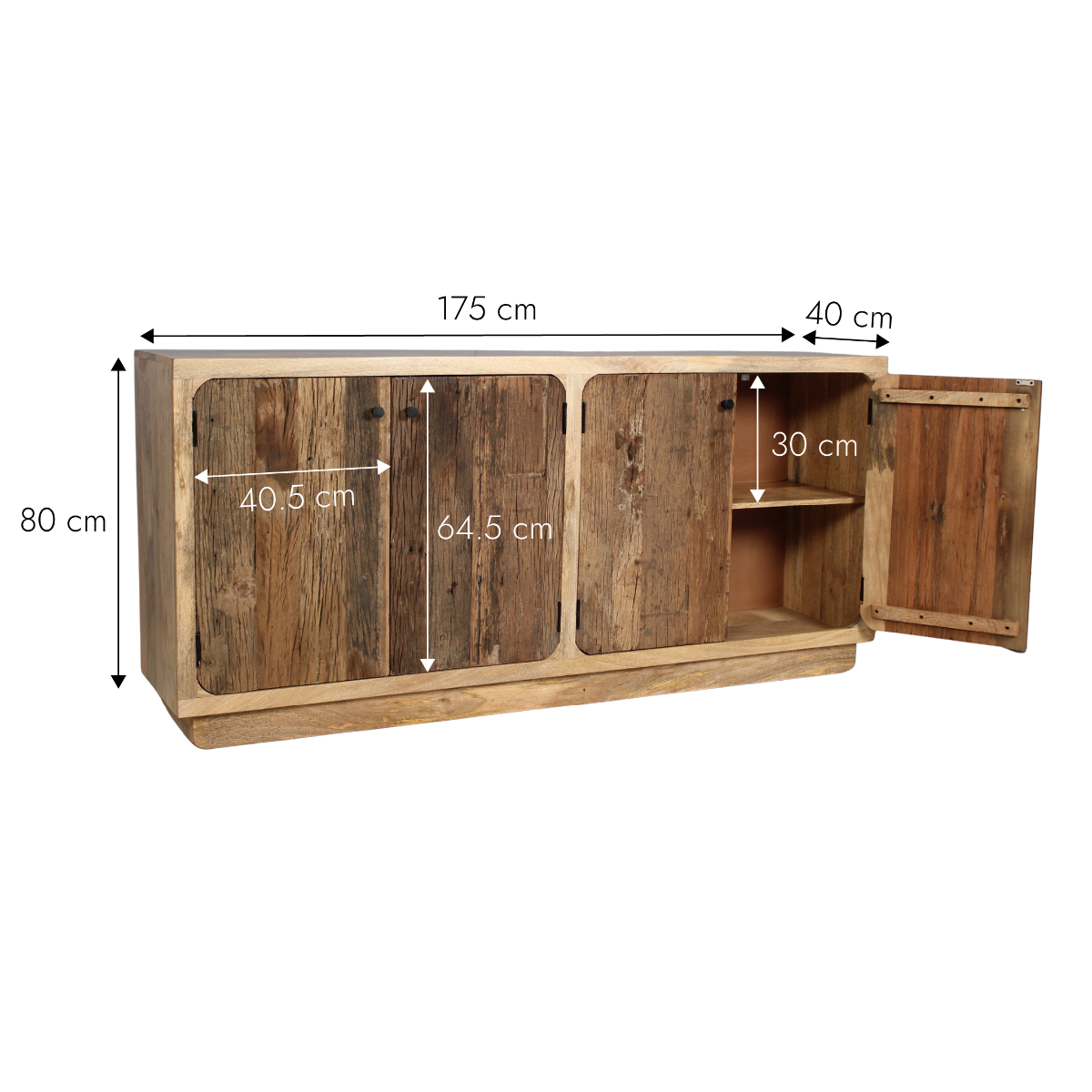 Buffet en bois de manguier et en bois recyclé Barry