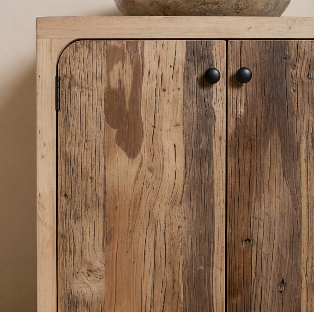 Meuble sous vasque en bois de manguier et en bois recyclé Barry