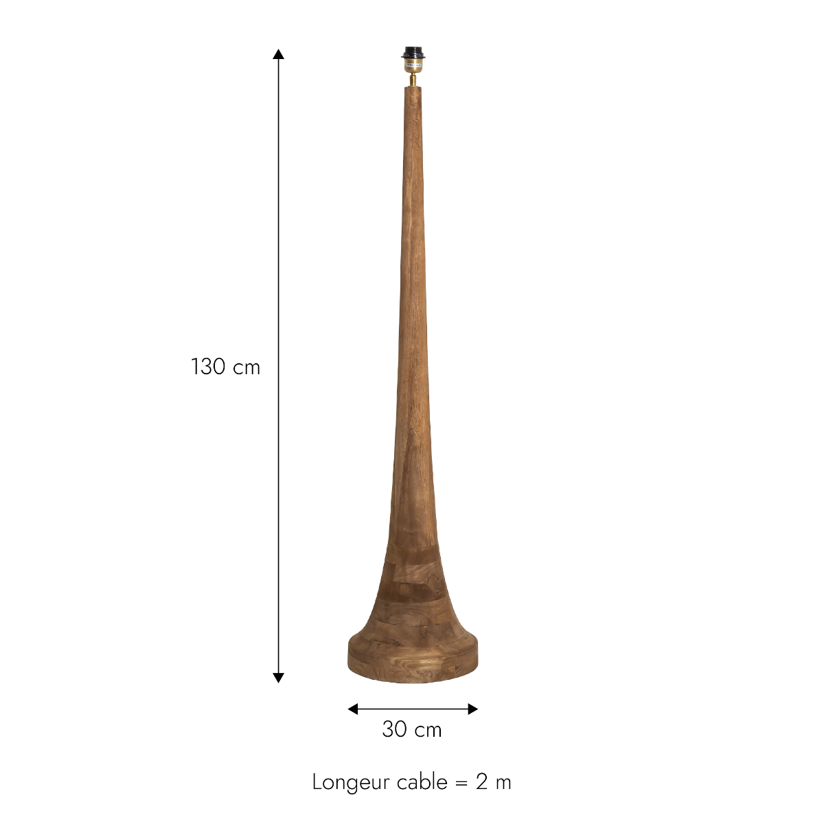 Lampe sur pied en bois de manguier Albane
