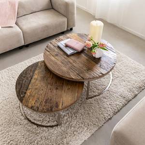 Table basse gigogne ronde en bois recyclé Milla