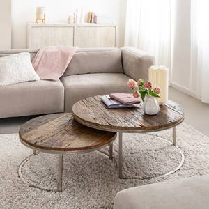 Table basse gigogne ronde en bois recyclé Milla