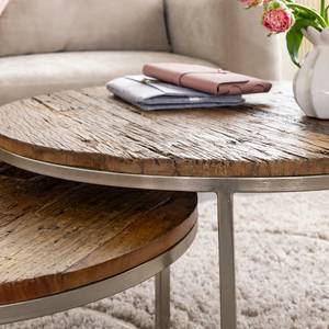Table basse gigogne ronde en bois recyclé Milla