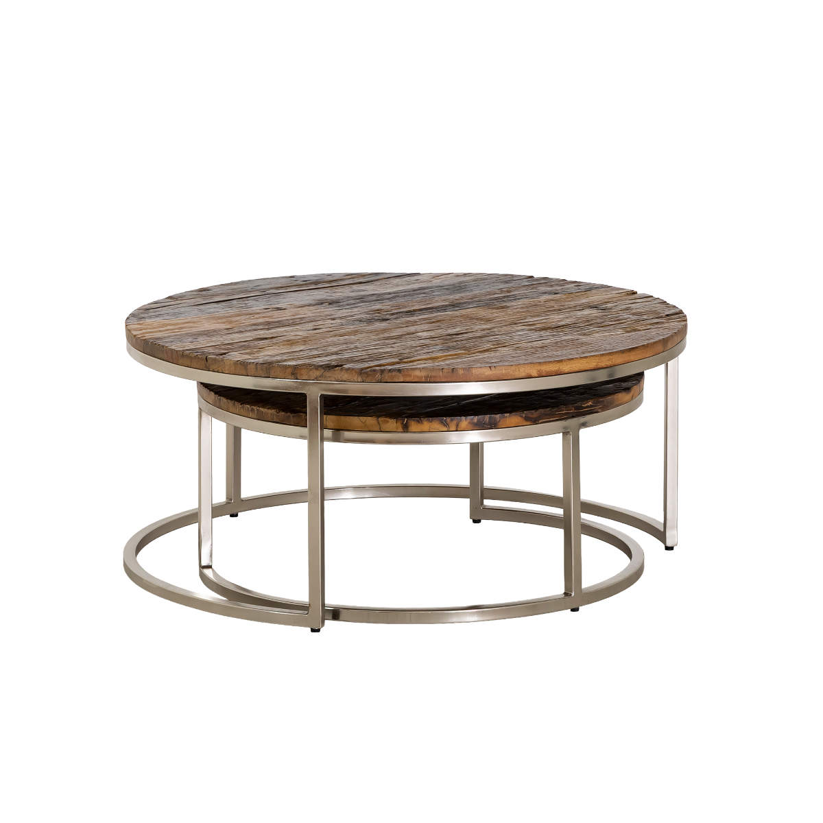 Table basse gigogne ronde en bois recyclé Milla