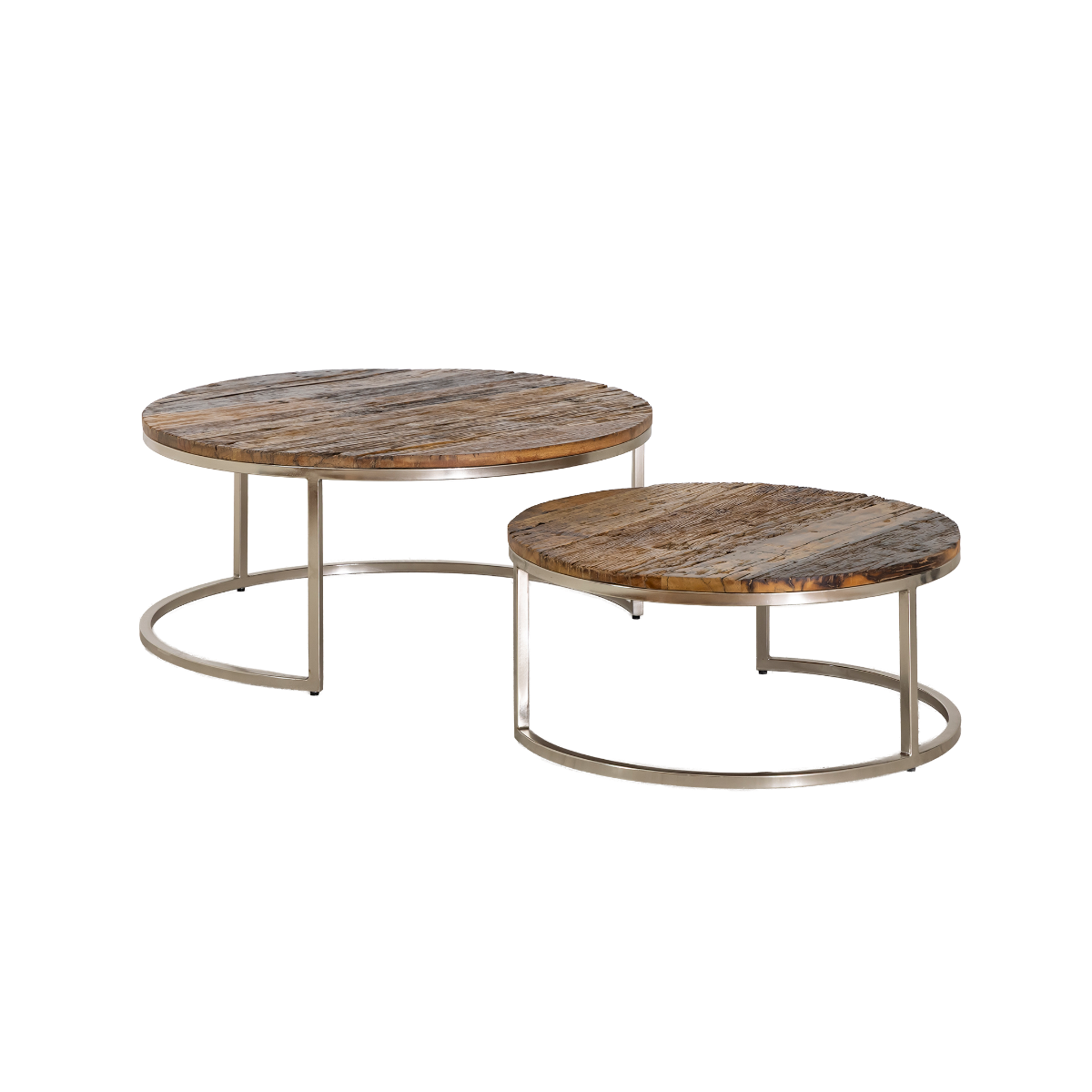 Table basse gigogne ronde en bois recyclé Milla