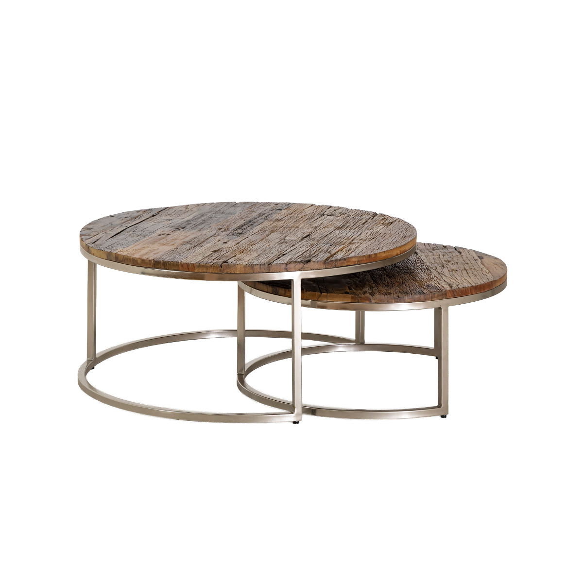 Table basse gigogne ronde en bois recyclé Milla